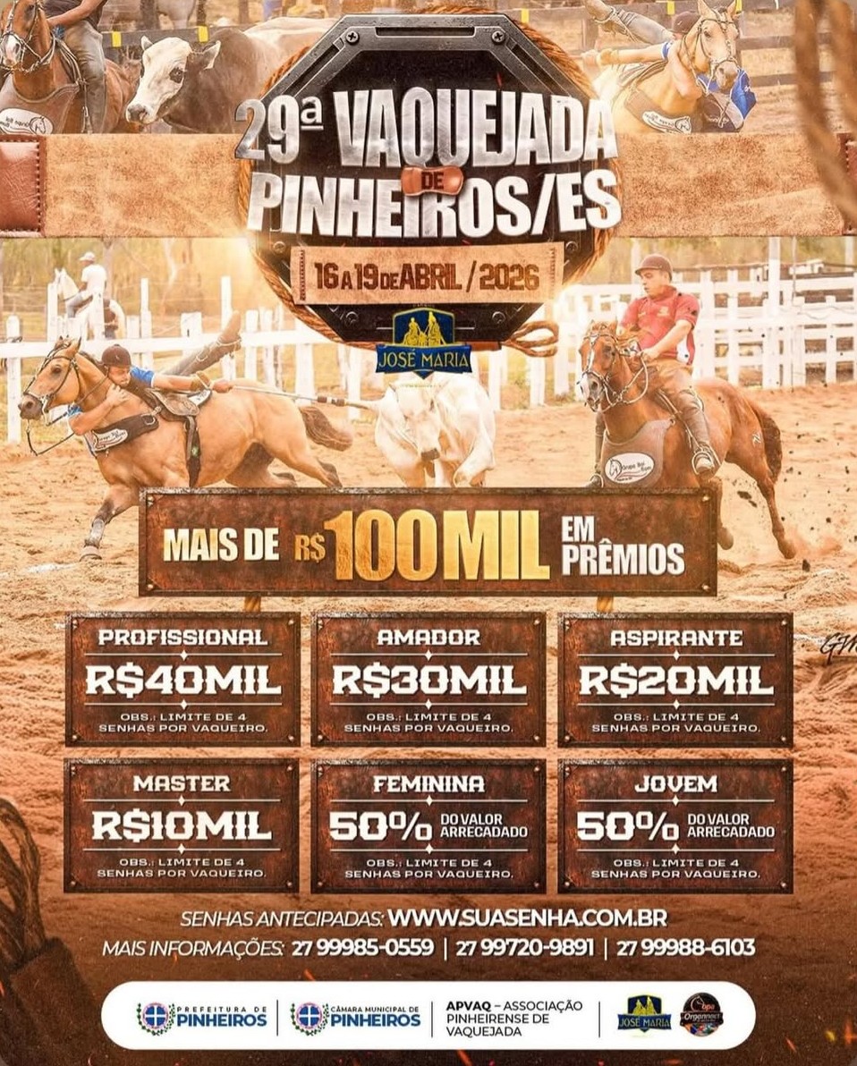 Vaquejada de Pinheiros retorna em abril com R$ 100 mil em premiações e novo parque