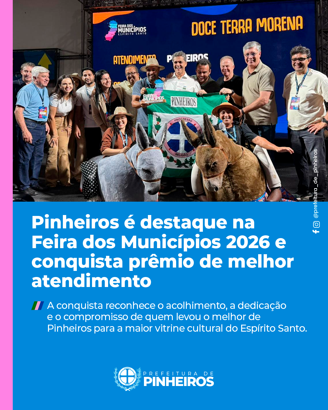 Pinheiros é destaque na Feira dos Municípios 2026 e conquista prêmio de melhor atendimento!
