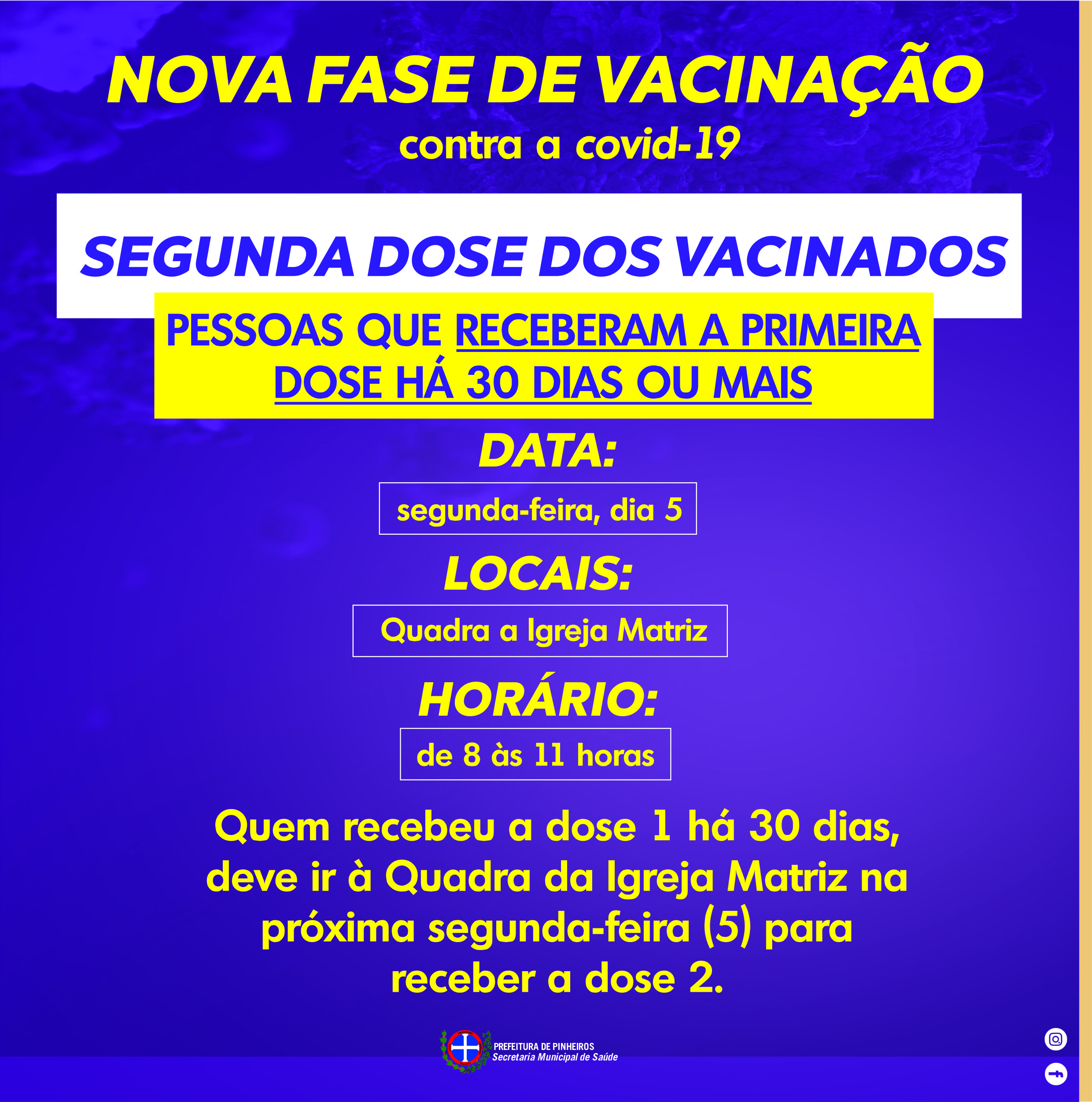 COVID-19: PESSOAS QUE JÁ RECEBERAM PRIMEIRA DOSE DA VACINA TOMAM DOSE 2 NA PRÓXIMA SEGUNDA-FEIRA (5)