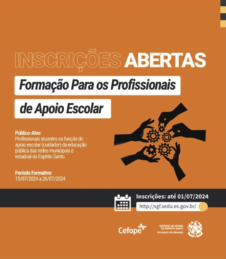 ABERTAS INSCRIÇÕES PARA FORMAÇÃO PARA OS PROFISSIONAIS DE APOIO ESCOLAR