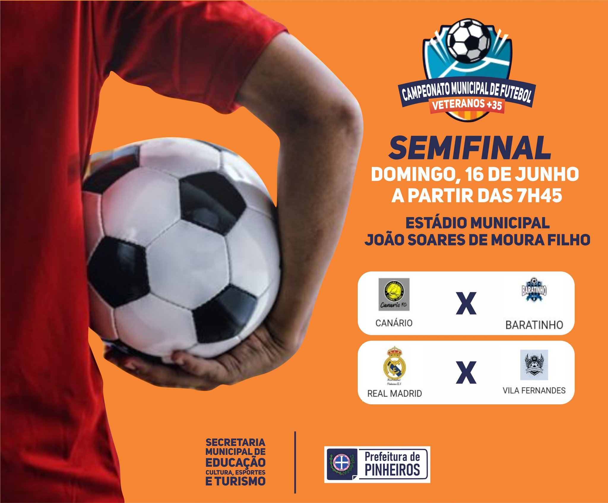 TEM SEMIFINAL DO CAMPEONATO MUNICIPAL DE FUTEBOL VETERANOS +35 NESTE DOMINGO (16)