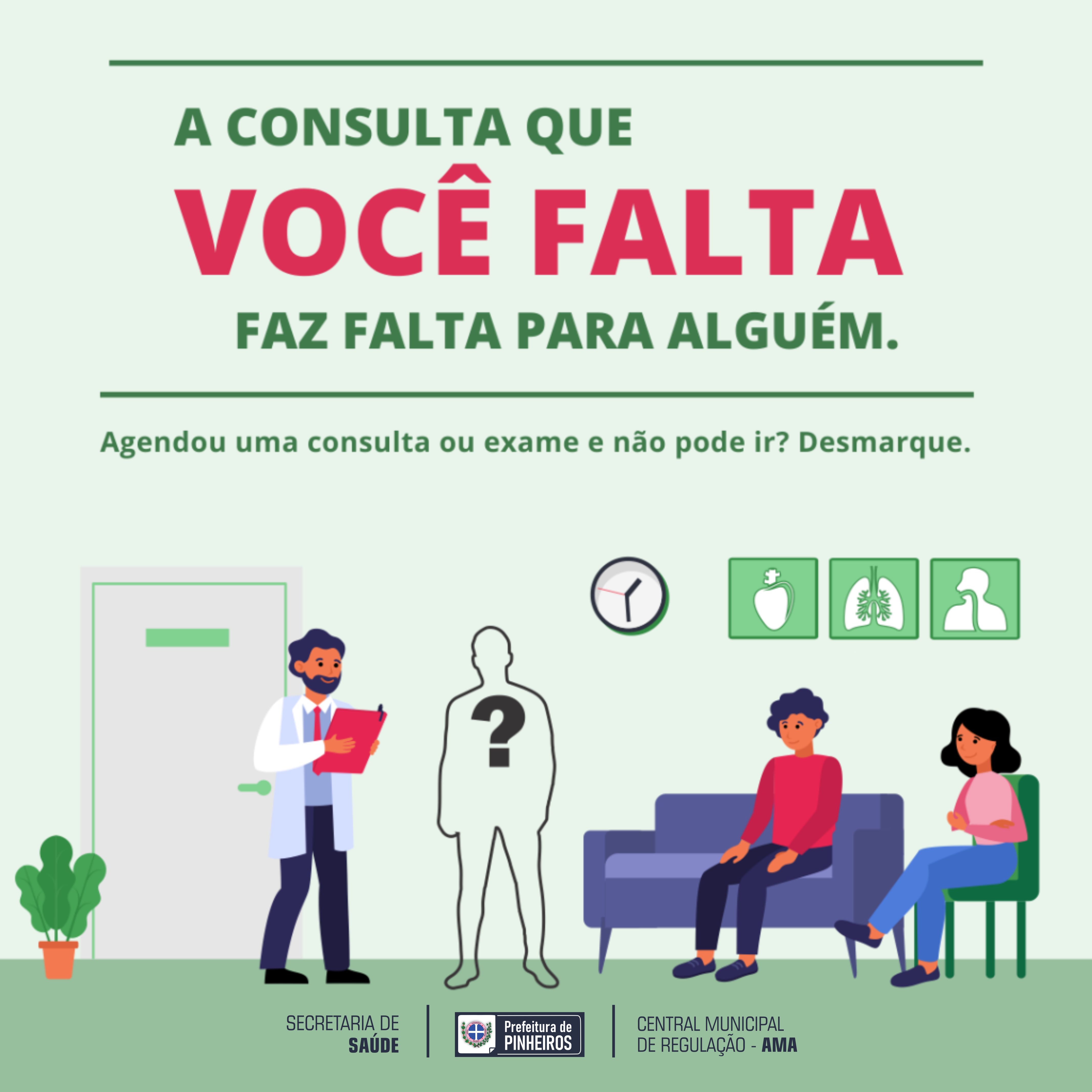 CENTRAL DE REGULAÇÃO DE PINHEIROS SOFRE COM NÚMERO DE FALTAS EM ESPECIALIDADES AGENDADAS
