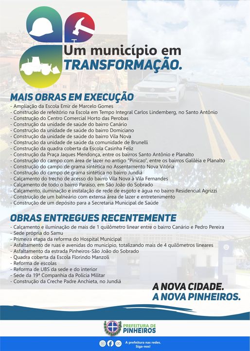 MAIS OBRAS EM EXECUÇÃO E OBRAS ENTREGUES RECENTEMENTE