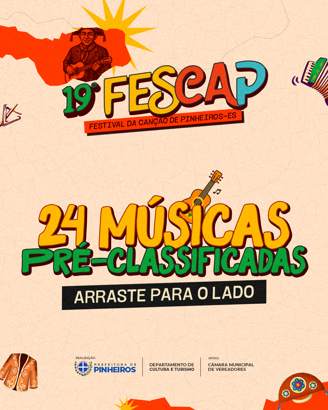 Departamento de Cultura e Turismo divulga músicas pré-classificadas para o Fescap