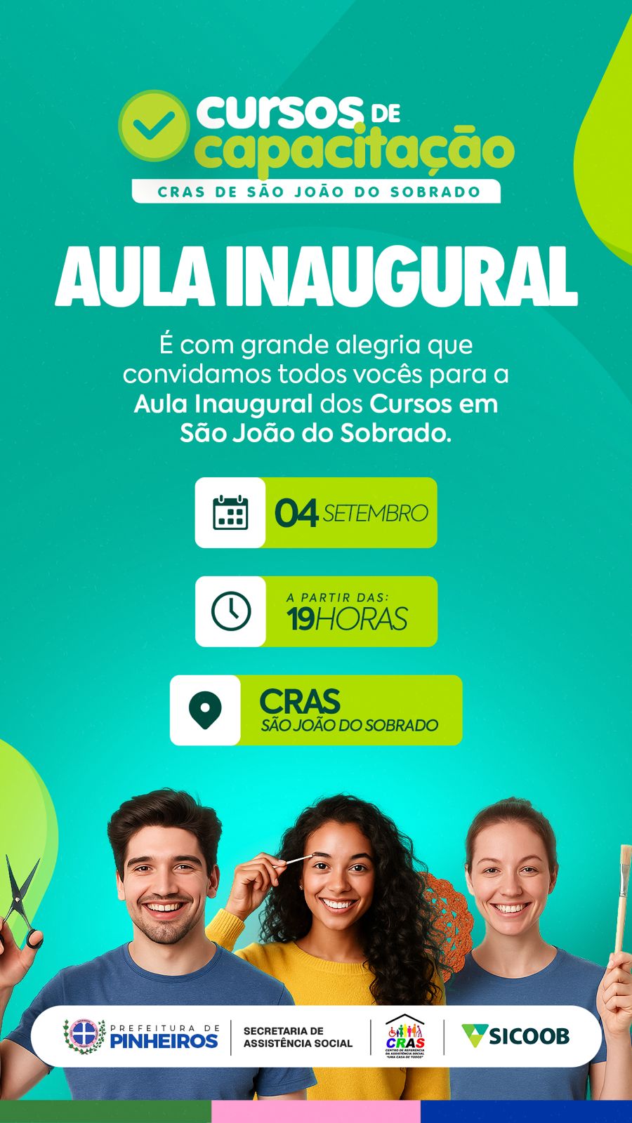 Prefeitura de Pinheiros inicia cursos de capacitação em São João do Sobrado