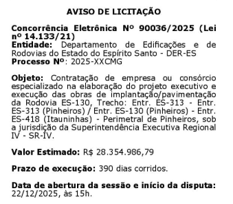 Publicado edital para contratação da empresa responsável pela obra do “Contorno Viário” de Pinheiros