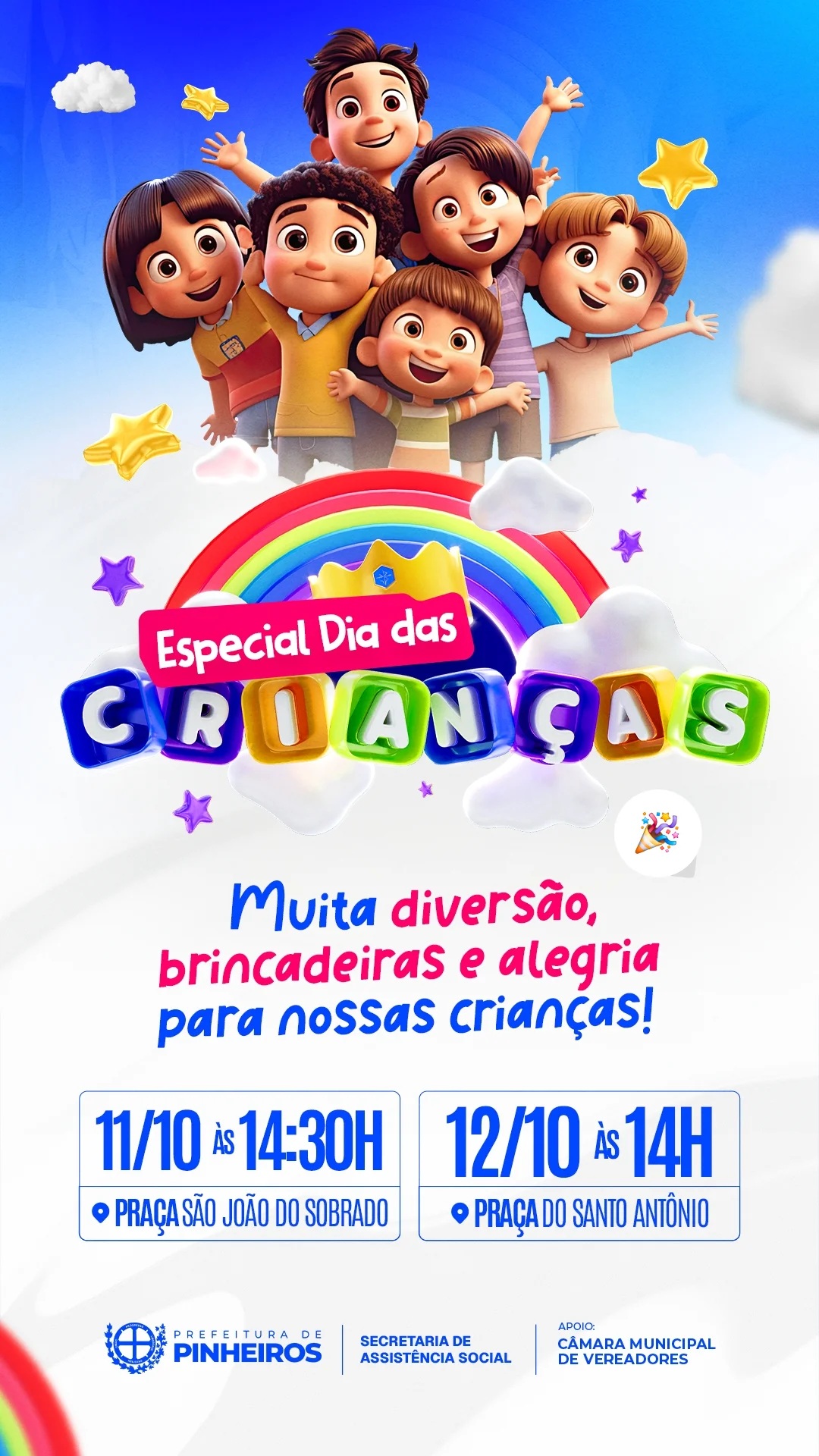 Prefeitura de Pinheiros realiza “Especial Dia das Crianças” neste fim de semana