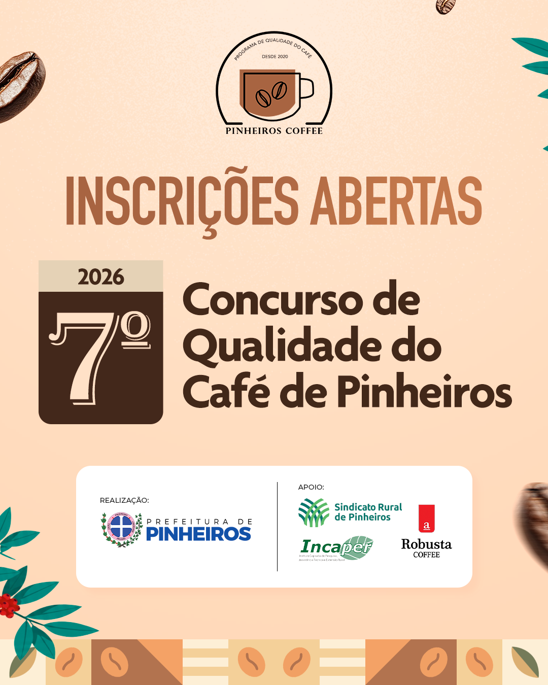 Pinheiros abre inscrições para o 7º Concurso de Qualidade de Café Conilon