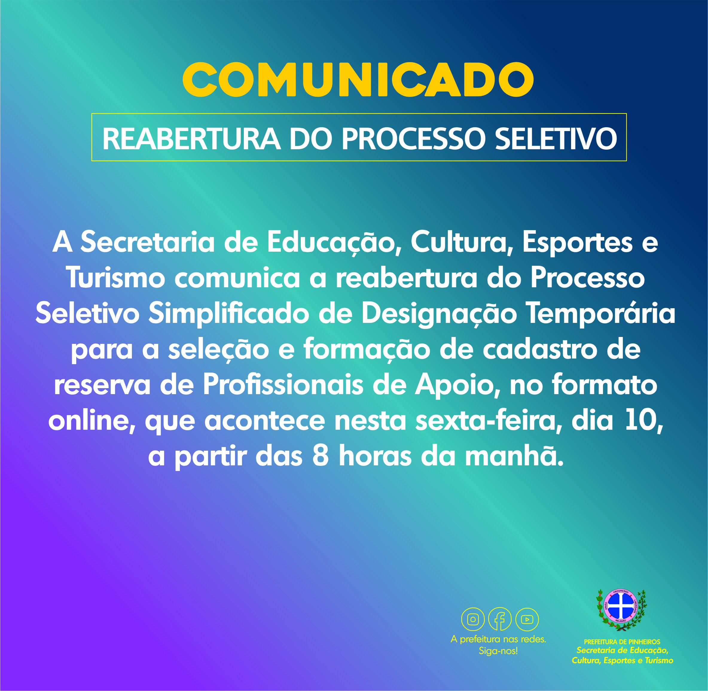 REABERTURA DE PROCESSO SELETIVO