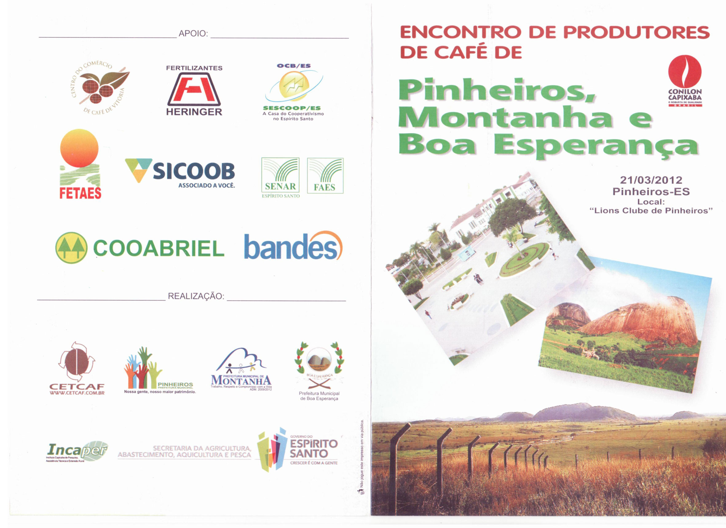 Pinheiros sediará encontro de Cafeicultores.