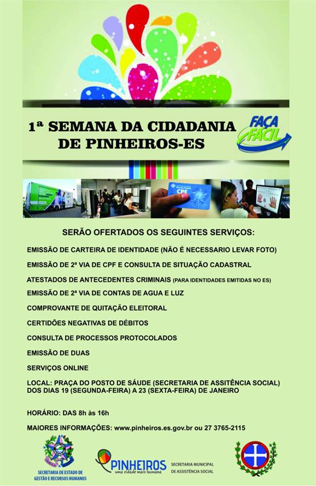 1ª Semana da Cidadania de Pinheiros - Oportunidade para ter seus documentos em dia!