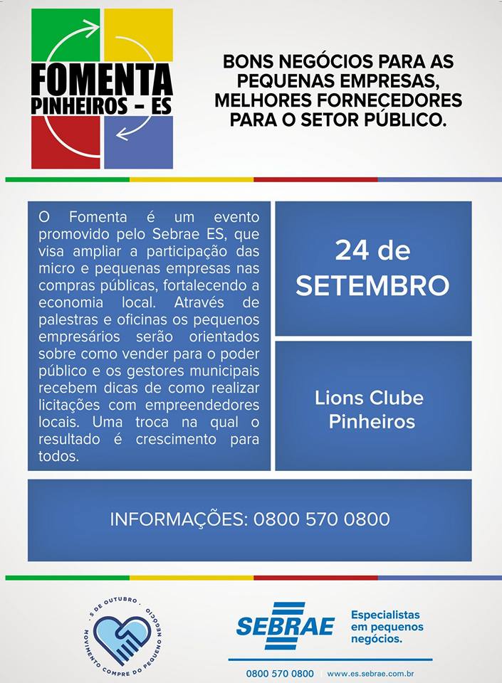 Pinheiros receberá o Fomenta Oportunidades para as micro e pequenas empresas