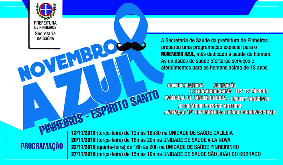 Prefeitura de Pinheiros oferece eletrocardiogramas e outros exames em programação do Novembro Azul